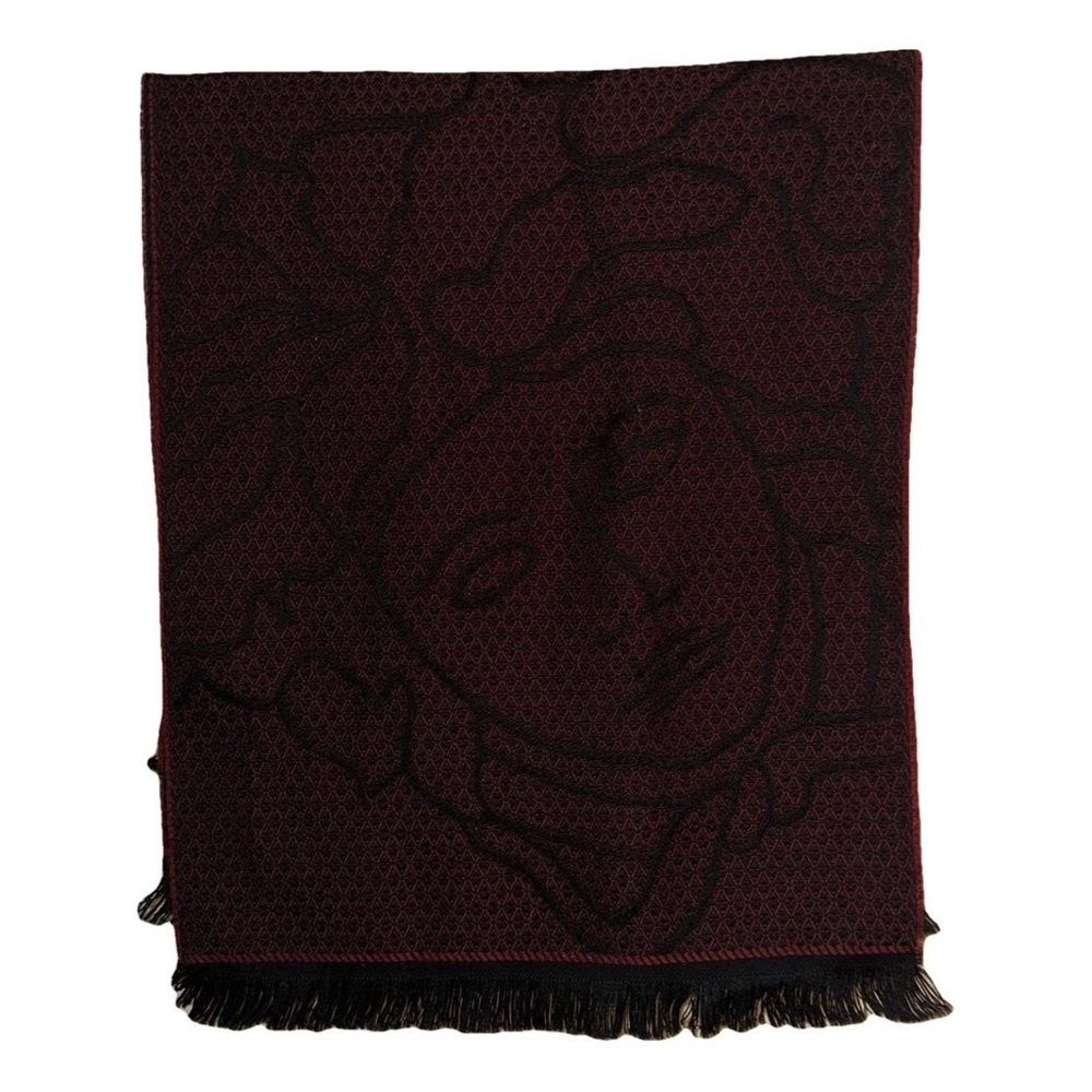 Versace Black and Burgundy Scarf